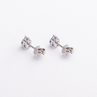 Золотые серьги - пусеты (бриллианты, сапфиры) сб0435nl №3