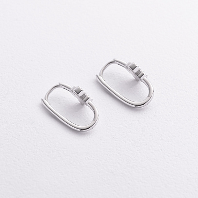 Сережки "Конюшина" з перламутром (біле золото) с09389 №2