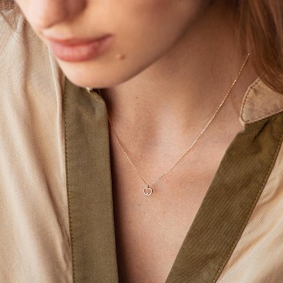 Колье "Сердечко" в желтом золоте кол02182 №2