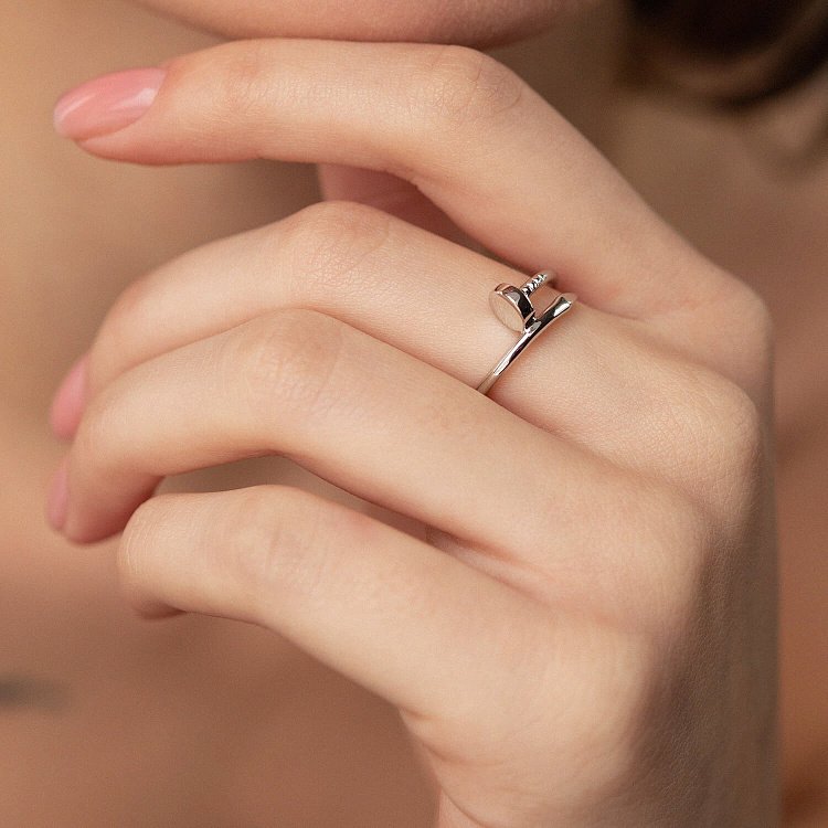 Каблучка "Цвях" у білому золоті к06966 від ювелірного магазину Онікс - 2