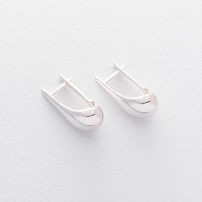 Серьги "Маленькие  капельки" в серебре (2.6 см) 122497