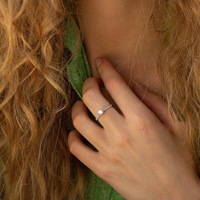 Помолвочное кольцо с бриллиантами (белое золото) 225401121 №6