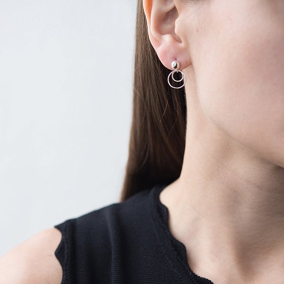 Срібні сережки - пусети "Кільця" 122558 №5