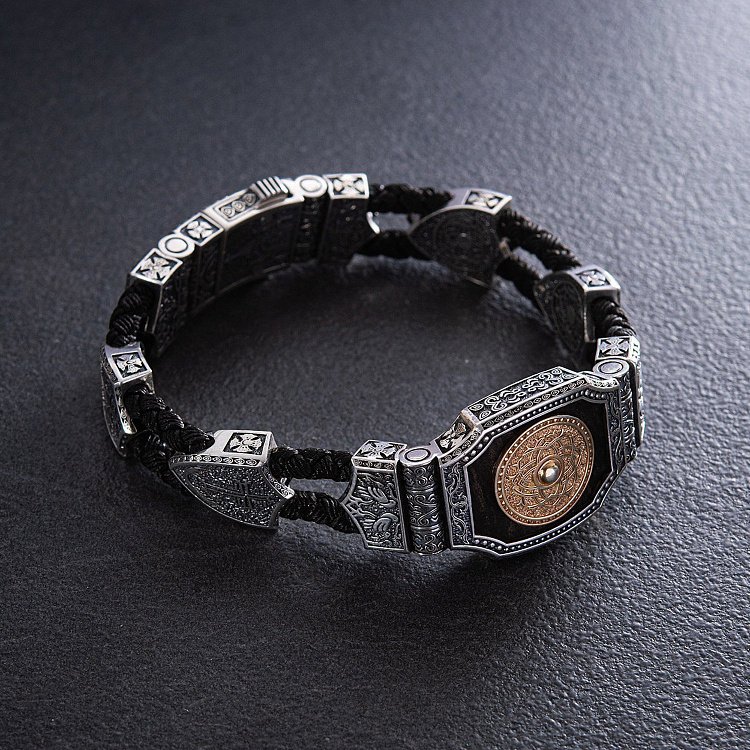 Срібний браслет "Вірменська Зірка" (ебенове дерево) 817 від ювелірного магазину Онікс