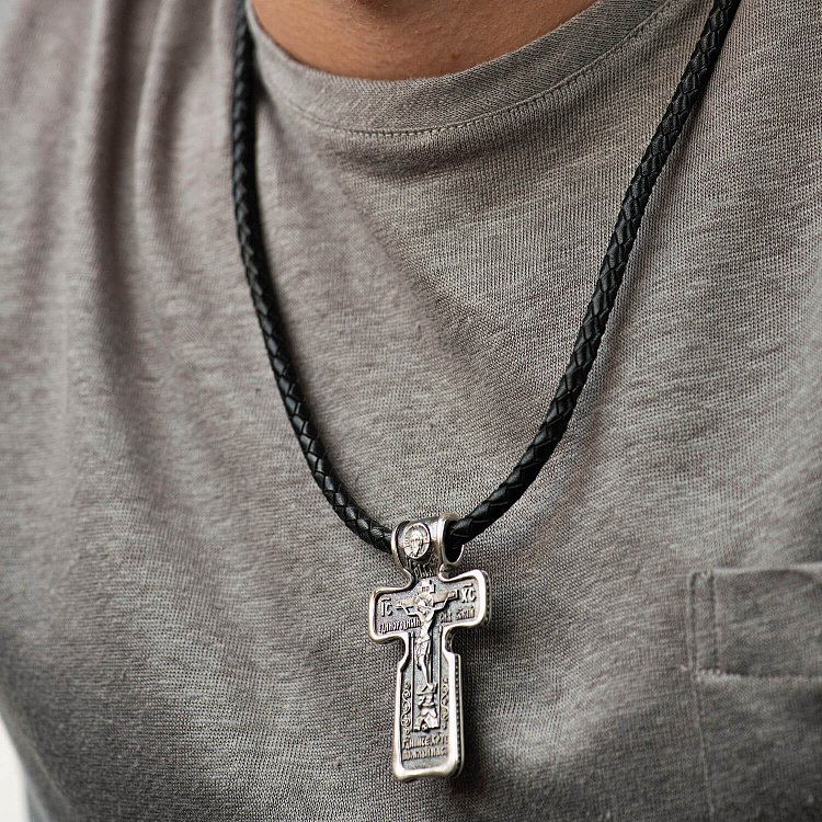 Срібний хрест з розп'яттям (чорнінням) 132695 від ювелірного магазину Онікс - 1