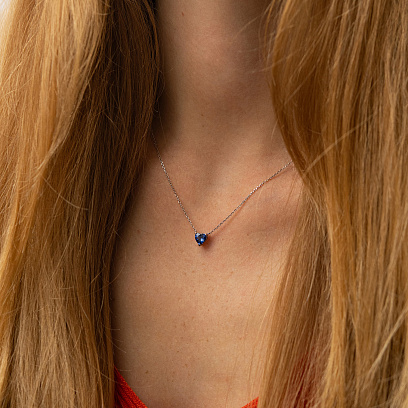 Золоте кольє "Сердечко" з сапфіром колб0140ca №2