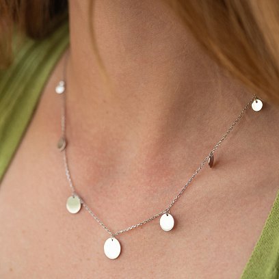 Кольє "Монетки" у білому золоті (7 шт) кол02559 №5