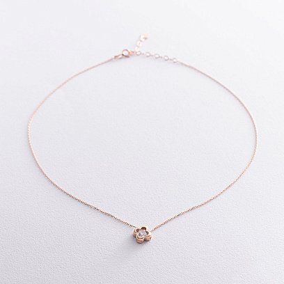 Кольє "Конюшина" в червоному золоті (фіаніт) кол01837 №3