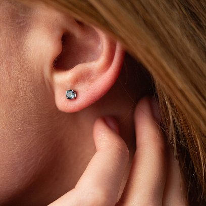 Золотые серьги - пусеты (топаз "Лондон голубой") сб0115gl №2