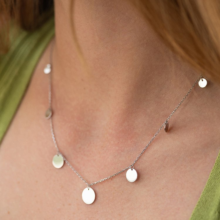 Кольє "Монетки" у білому золоті (7 шт) кол02559 від ювелірного магазину Онікс - 4