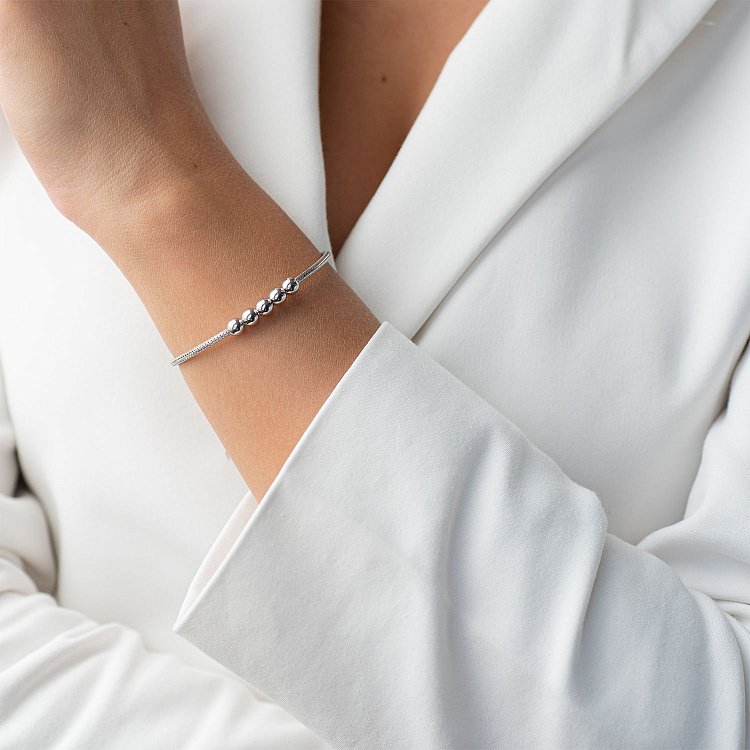 Срібний браслет "Кульки" 141505 від ювелірного магазину Онікс - 2