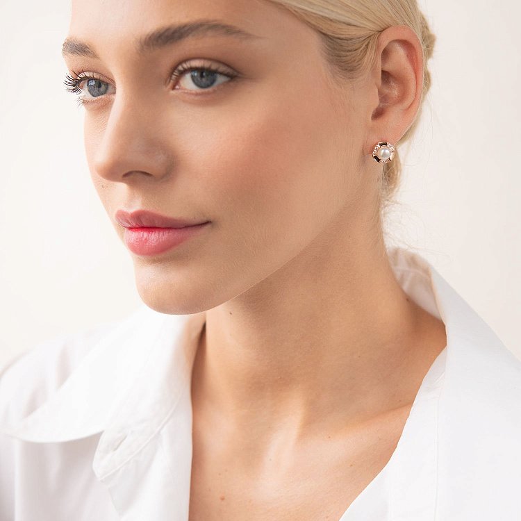 Золотые серьги (жемчуг, фианиты) с07360 от ювелирного магазина Оникс - 7