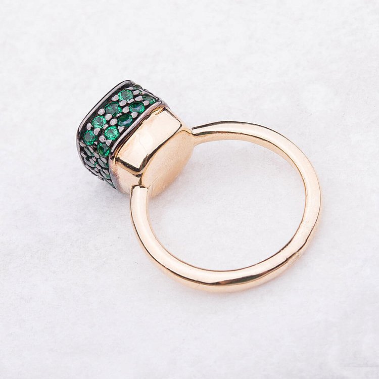 Золота каблучка з фіанітами к04342 від ювелірного магазину Онікс - 2