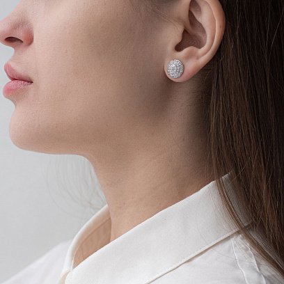 Золотые серьги - пусеты с бриллиантами с401 №2