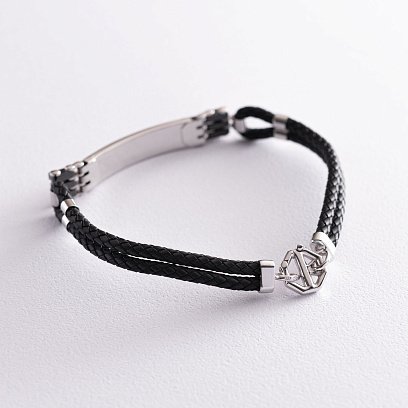 Каучуковый браслет из белого золота (оникс, керамика) б03981 №3