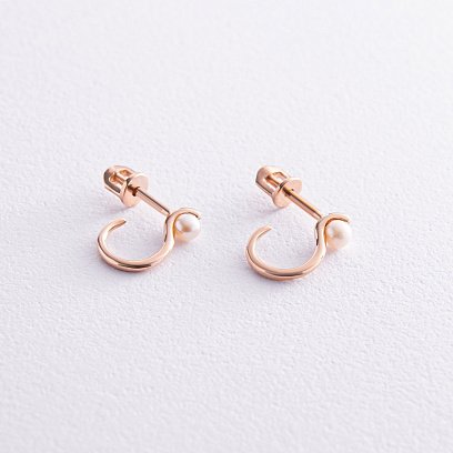 Сережки - пусети "Міранда" в червоному золоті (перли) с07930 №8