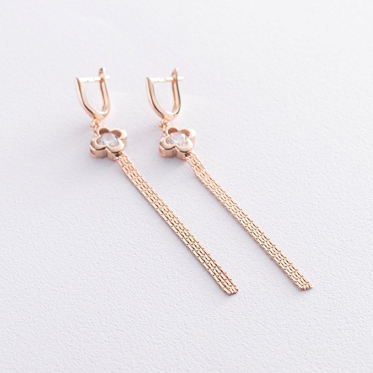 Серьги "Клевер" в красном золоте с07205 от ювелирного магазина Оникс