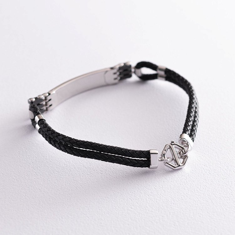 Каучуковый браслет из белого золота (оникс, керамика) б03981 от ювелирного магазина Оникс - 2