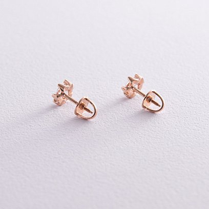 Золотые серьги - пусеты с фианитами с08174 №5