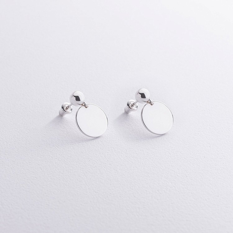 ﻿Сережки-пусети "Монетки" в сріблі 122626 від ювелірного магазину Онікс - 1