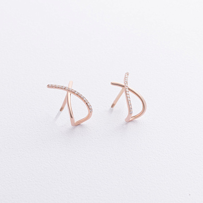 Золоті сережки - пусети "Mia" з фіанітами с09154 №2