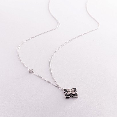 Срібне кольє "Конюшина" (полімер, фіаніти) 181232