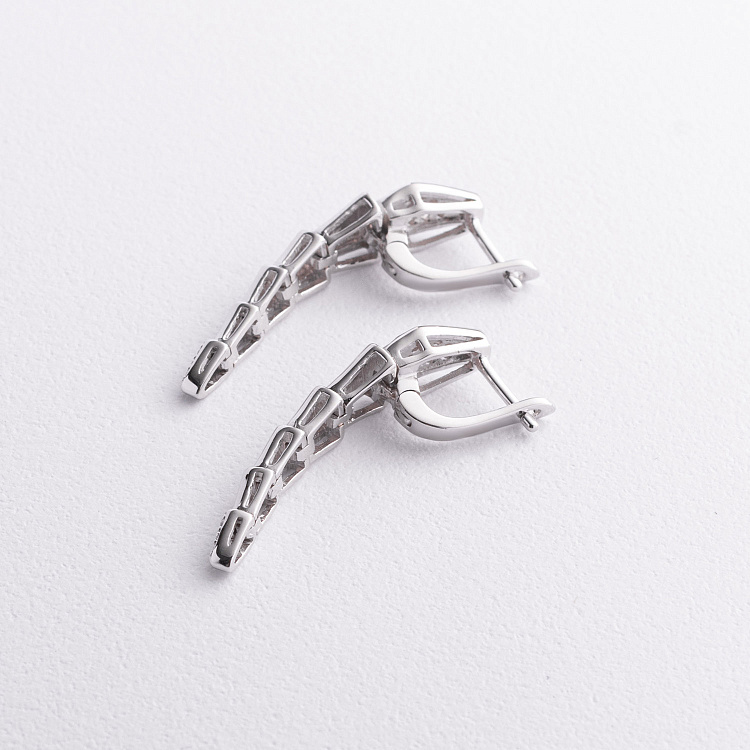 Серебряные серьги "Змеи" с фианитами 123531 от ювелирного магазина Оникс - 2