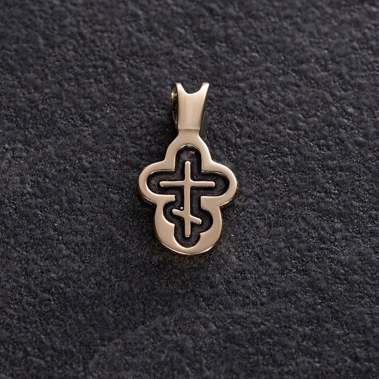 Детский крестик в желтом золоте п03789 от ювелирного магазина Оникс