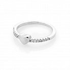 Серебряное кольцо с сердечком (фианиты) 112045 от ювелирного магазина Оникс - 1