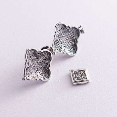 Срібний мощевик "Господь Вседержитель. Казанська ікона Божої Матері" з чорнінням 132475 №8