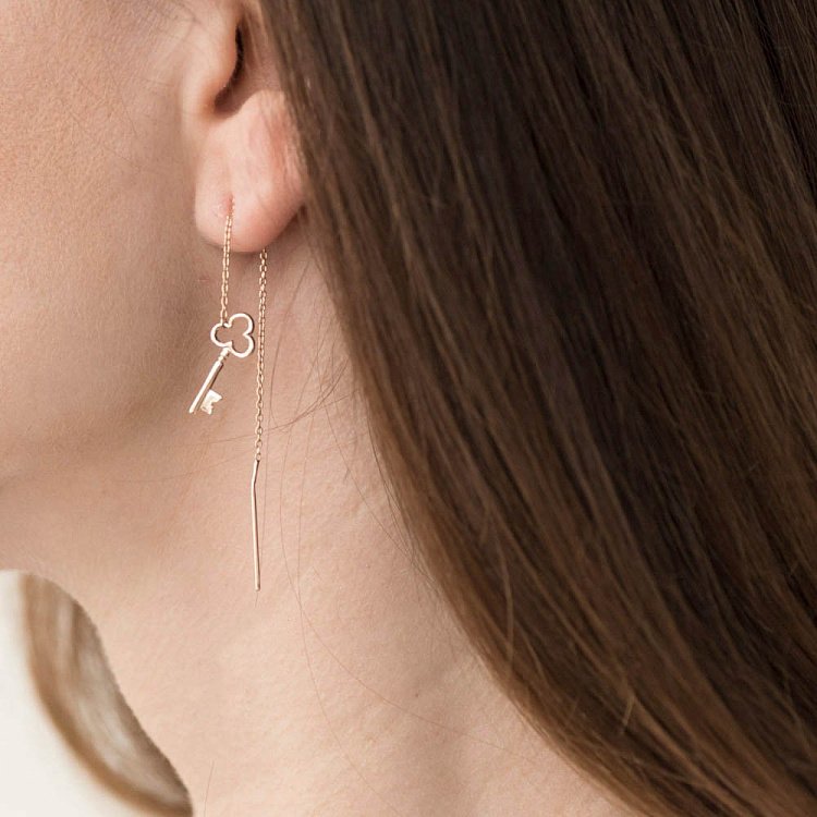 Золоті сережки-протяжки "Ключики" с05435 від ювелірного магазину Онікс - 3