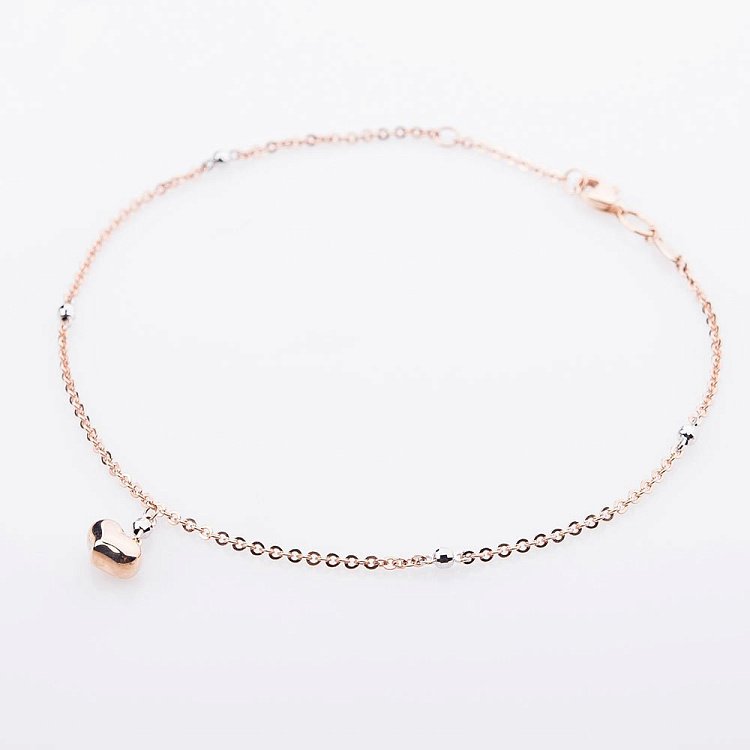 Золотий браслет на ногу "Серце" б02119 від ювелірного магазину Онікс