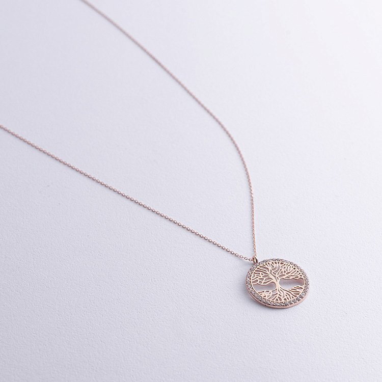 Колье "Древо жизни" с фианитами (красное золото) кол02490 от ювелирного магазина Оникс