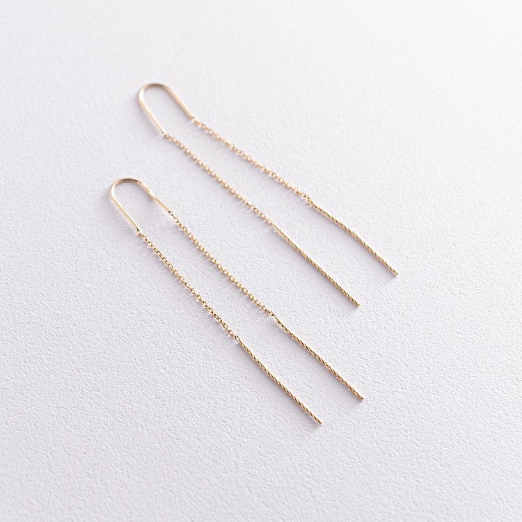 Серьги - протяжки в желтом золоте с07111 от ювелирного магазина Оникс