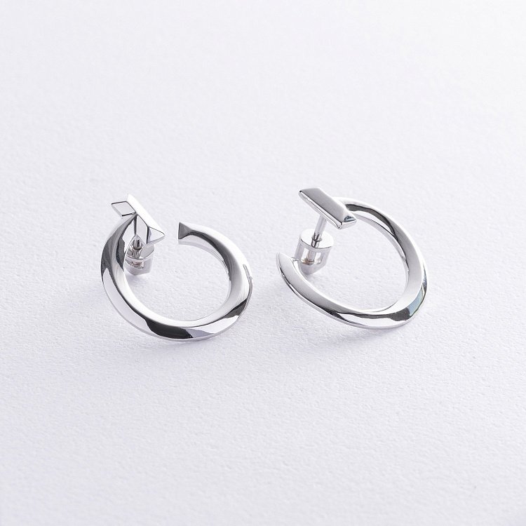 Сережки - пусети "Evelyn" у білому золоті с08654 від ювелірного магазину Онікс - 3