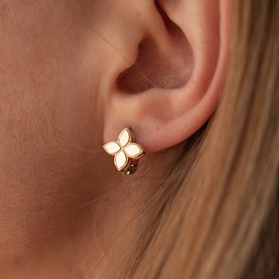 Сережки "Конюшина" в жовтому золоті с08454 №6