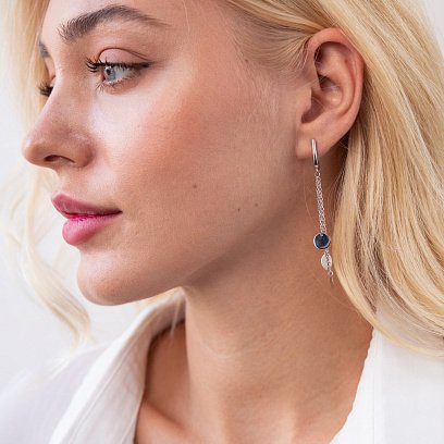 Серебряные серьги "Монетки" на цепочке 123147 №2