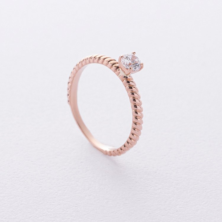 Заручальна золота каблучка з фіанітом к08194 від ювелірного магазину Онікс