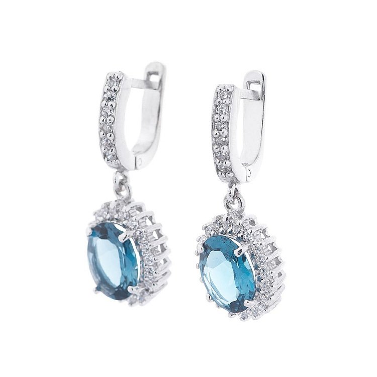 Срібні сережки з топазом "Лондон блакитний" 121370 від ювелірного магазину Онікс - 1