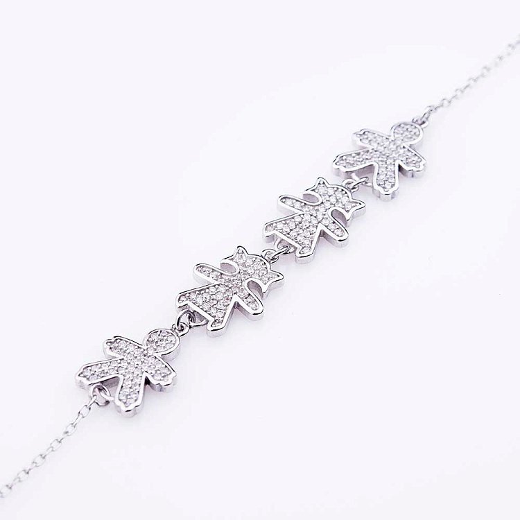 Серебряный браслет "Мальчики и девочки" с фианитами 14994 от ювелирного магазина Оникс - 1