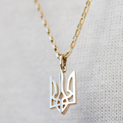 Золотая подвеска "Герб Украины - Тризуб" п03684 №4