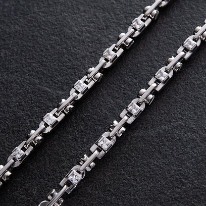 Мужская серебряная цепочка с фианитами 882 №3
