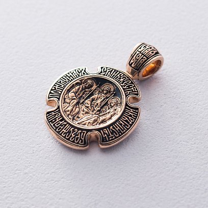 Золотая ладанка "Троица. Божия Матерь "Знамение" п02642 №4