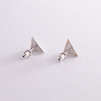 Серьги - пусеты "Пирамида" в серебре 123266 №6