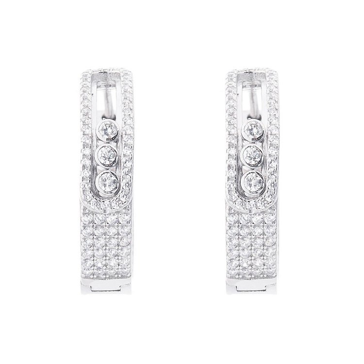 Серебряные серьги с фианитами 122330 от ювелирного магазина Оникс