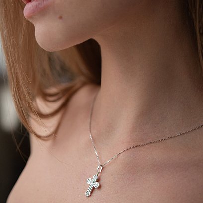 Золотой крестик "Распятие. Спаси и Сохрани" п03205d №2