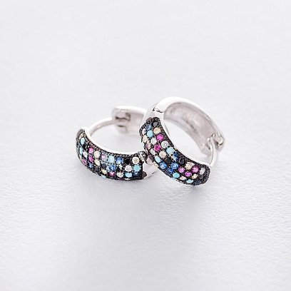 Серебряные серьги "Океан" с фианитами 122147