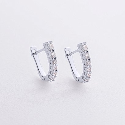 Сережки "Erika" з фіанітами (біле золото) с09064