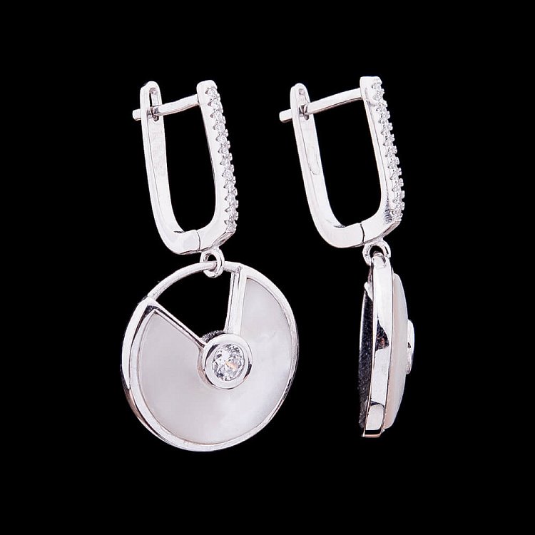 Серебряные серьги с перламутром и фианитами 121694 от ювелирного магазина Оникс - 1