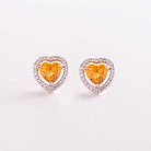 Золоті сережки - пусети "Сердечки" з діамантами та сапфірами сб0422gl от ювелирного магазина Оникс